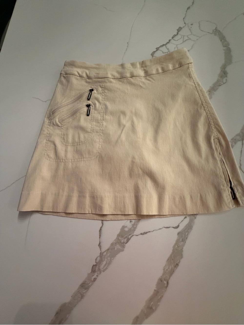 Jamie Sadock Cream A-Line Mini Skort with Zip Pocket Detail 4